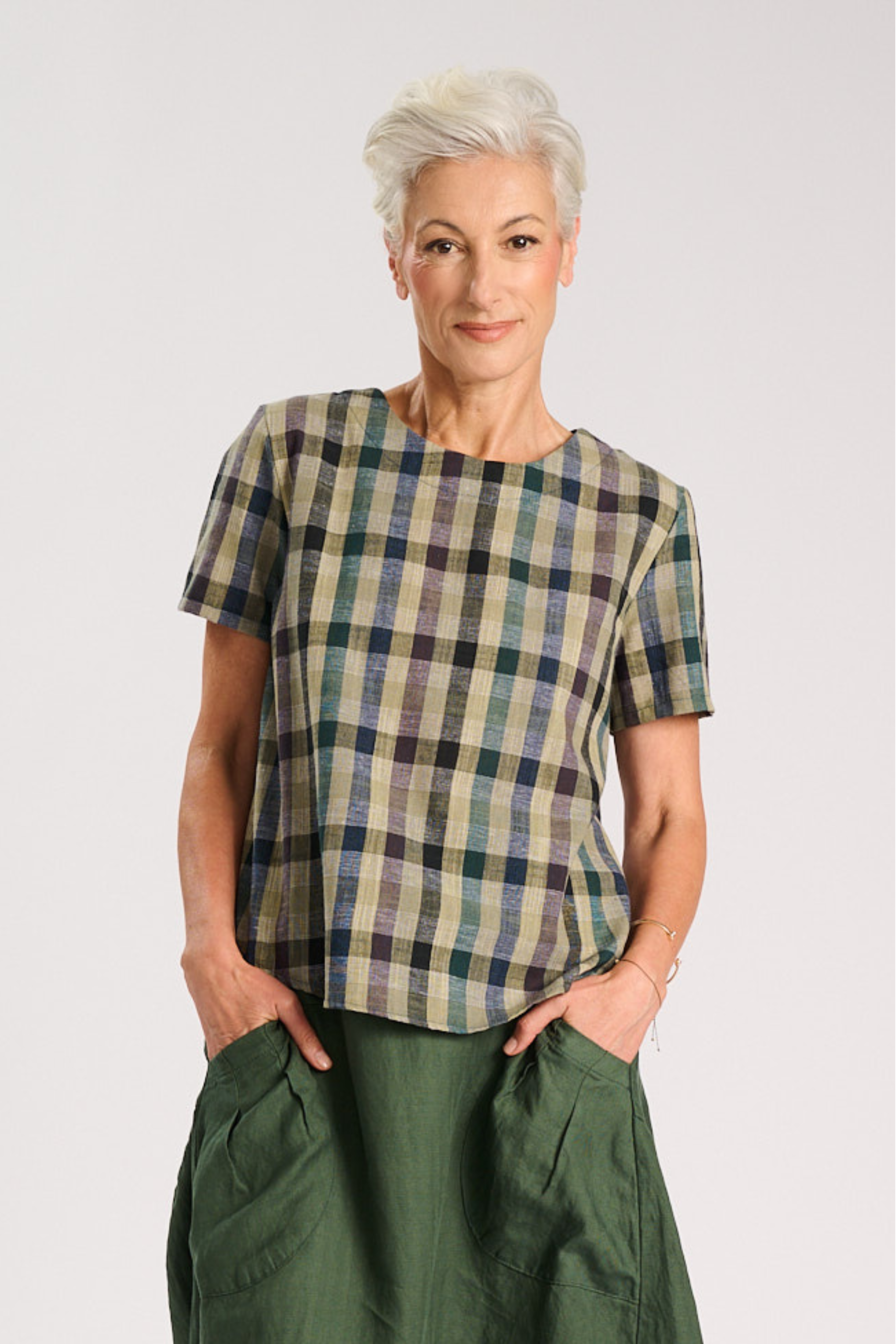 Tangier Green Top in Linen/Cotton
