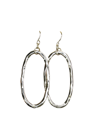 Textured Oval Hoops Silver