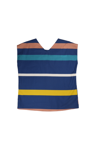 Valencia Stripe Two-Way Tee Navy in Cotton