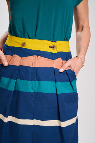Valencia Stripe Audrey Skirt Navy