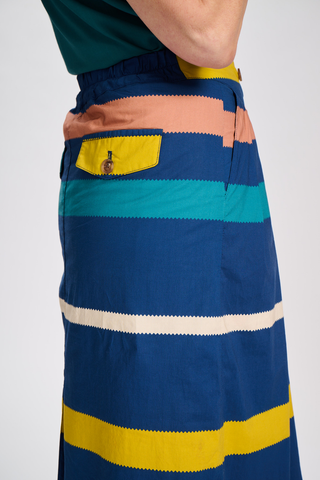 Valencia Stripe Audrey Skirt Navy