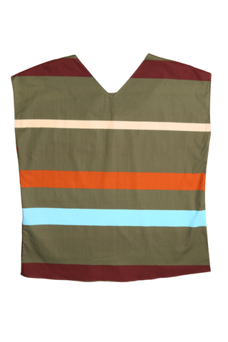 Valencia Stripe Two-Way Tee Khaki in Cotton