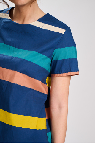 Valencia Stripe Top Navy