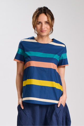 Valencia Stripe Top Navy