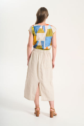 Hepburn Venice Beach Skirt Oat in Linen