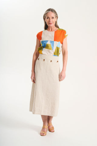 Hepburn Venice Beach Skirt Oat in Linen