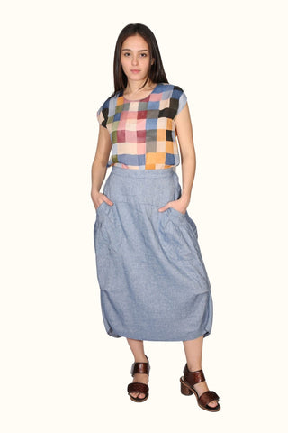 Milwaukee Venice Beach Skirt Denim Blue in Linen