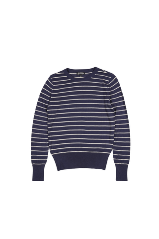 Como Light Stripe Sweater Navy & Gold in Tencel, Silk & Lurex