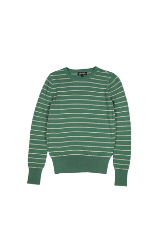 Como Light Stripe Sweater Green & Gold in Tencel, Silk & Lurex