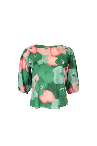 Zahara Blouse Green in Cotton Voile