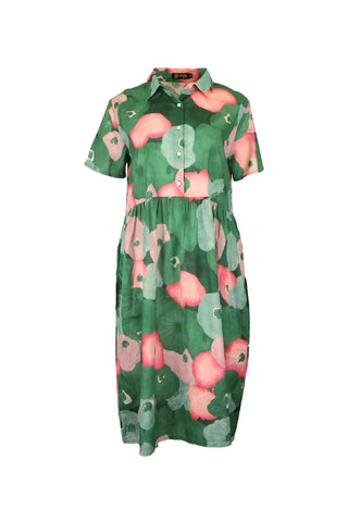 Zahara Long Villa Dress Green in Cotton Voile