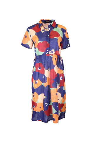 Zahara Long Villa Dress Peach in Cotton Voile