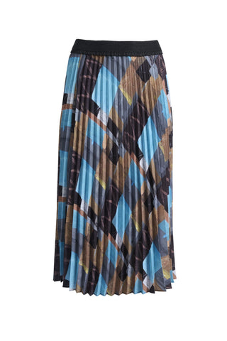 Olga de Polga blue Azure Kismet Pleated skirt. Fully elasticated waistband.  Front view