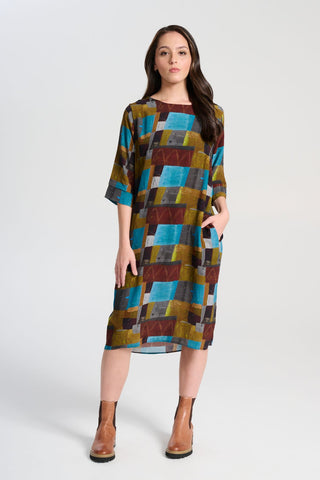 Olga de Polga Azure blue kismet sencillo shift dress with abstract design