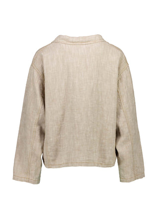 Olga de Polga Billie jacket in herringbone linen. Colour Beige. Back view
