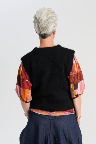 Aspen Knit Vest Black in Alpaca