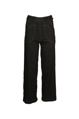 Peggy Jeans Black in Denim (Brown Stitching)