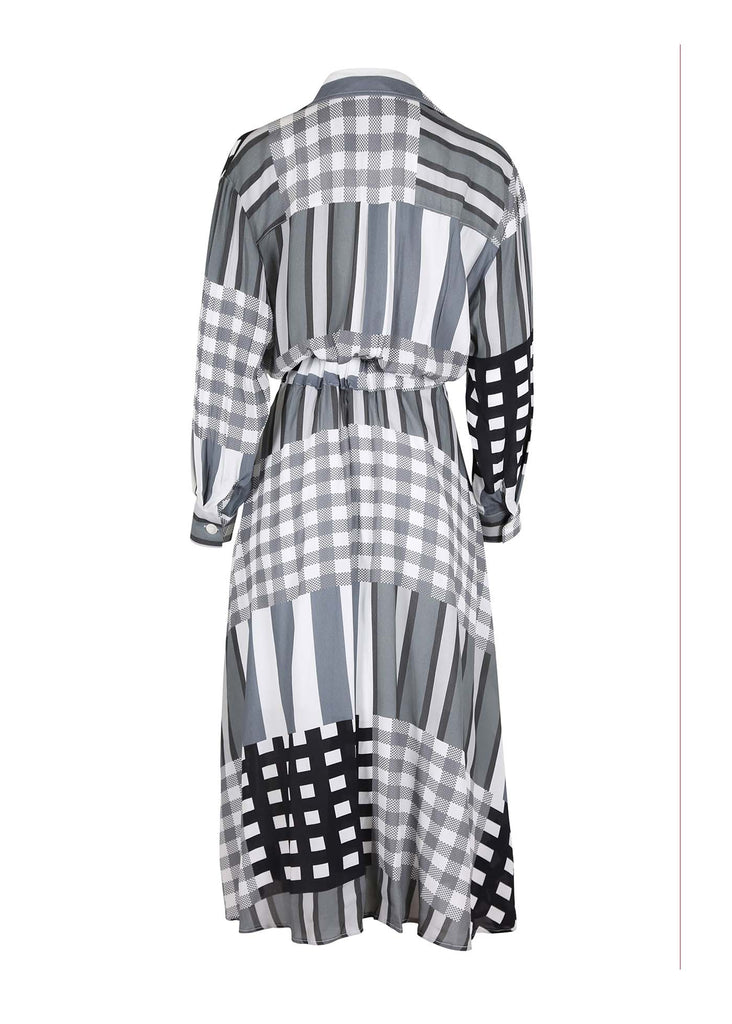 Olga de Polga Parisian midi shirt dress in our Black Central Park printed viscose.  Back view