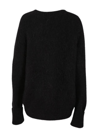 Olga de Polga Black To The Moon & Back alpaca long cardigan coat with extra long sleeves.  Back