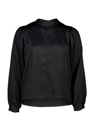 Olga de Polga Moonshine blouse in Black soft, satin viscose.  Front