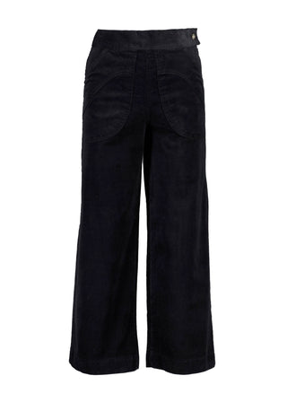 Olga de Polga's bet selling Peggy Pants in Black fine cotton cord. Front
