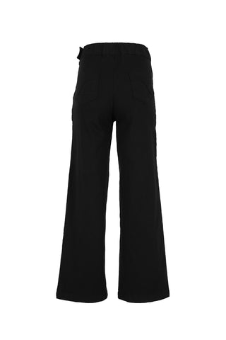 Olga de Polga Peggy Pants long in black stretch cotton canvas twill. Back view