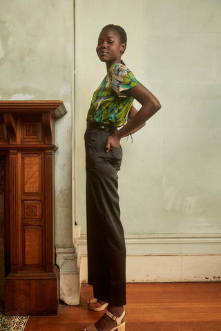 Peggy Long Pants Black in Satin