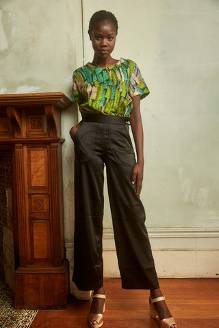 Peggy Long Pants Black in Satin