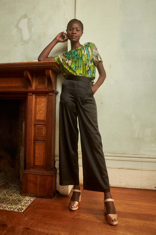 Peggy Long Pants Black in Satin