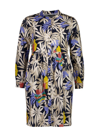 Olga de Polga tunic dress in Wildflowers printed cotton corduroy. Long sleeves with a cuff and a front button opening. Front