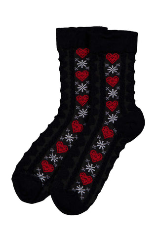 Winter Heart Socks Black