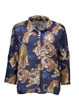 99 Tigers Shirt Blue in Seersucker