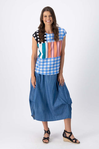 Central Park Tee Blue in Seersucker