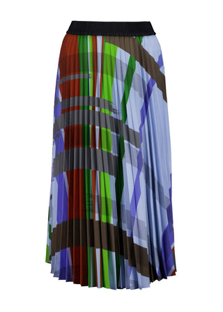 Olga de Polga pleated skirt with elasticated waistband in our new blue Citrus Crossroads print. Front