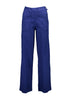 Olga de Polga Peggy Pants Long Lino in Cobalt Blue linen. Featuring a flattering high waist with an elasticated back, these pants provide all-day comfort while maintaining a sleek, streamlined look. With their stretchy wide-leg fit, flat front, and full-length silhouette, they effortlessly elevate any outfit. Front view.