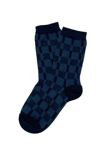 Olga de Polga Blue Crosshatch Ruffle cotton socks