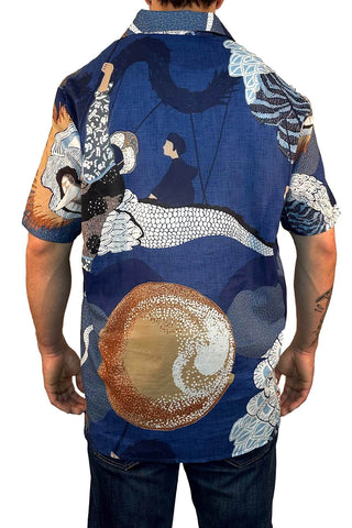 Festival Hawaiian Shirt Blue in Cotton