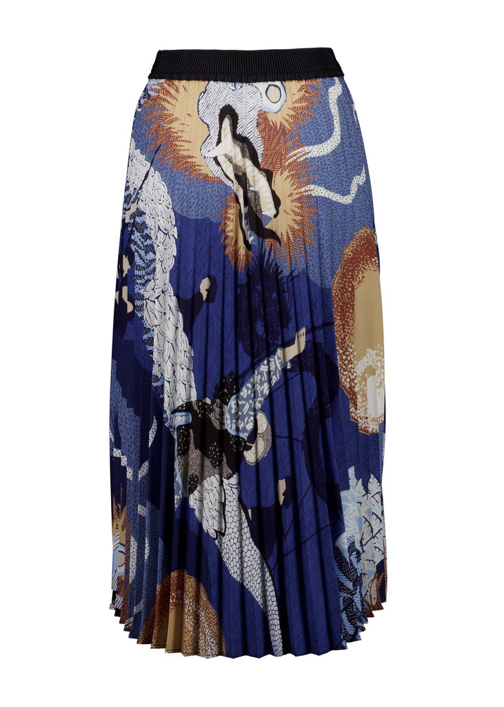 Olga de Polga best selling pleated skirt is back in a new Festival Blue print. Back