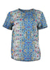 Olga de Polga classic top in Blue Kaleidoscope printed cotton seersucker. Front view