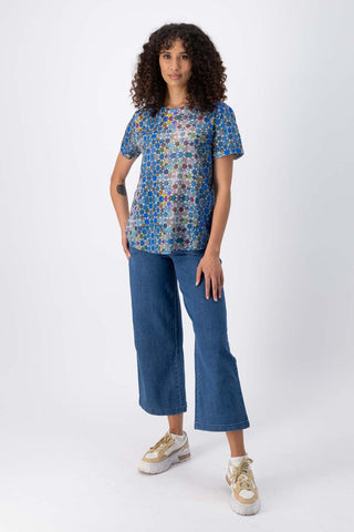 Kaleidoscope Top Blue in Seersucker