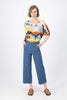 Olga de Polga Peggy Ligera Pants in summer lightweight denim. Light wash. Front full view on model