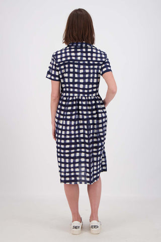 Rosa Villa Dress Long Navy in Cotton