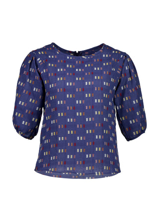 Our signature Olga Blouse in our new Blue Telegraph woven cotton is a feminine staple that will have you looking and feeling your best. This is a slim-fitting, yet ultra-comfortable style that features delicate design details. An essential piece for work to weekend. Front