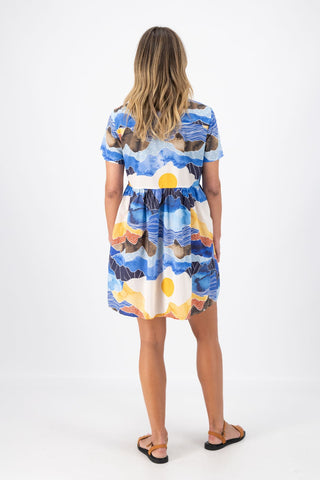 Vista Villa Dress Blue in Cotton