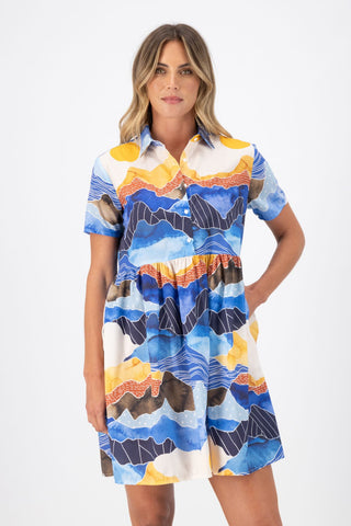 Vista Villa Dress Blue in Cotton