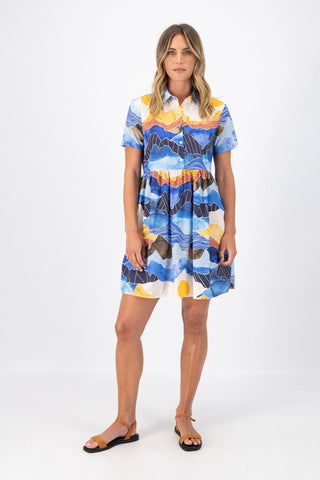 Vista Villa Dress Blue in Cotton