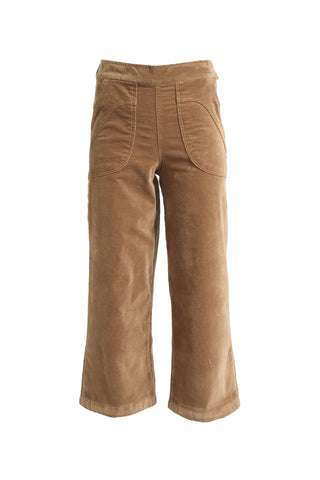 Olga de Polga brown Cafe Peggy Paris Pants in soft velvet. Front view 