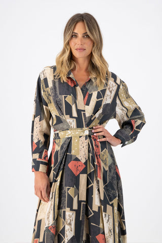 Casco Parisian Wrap Dress Sand in Viscose