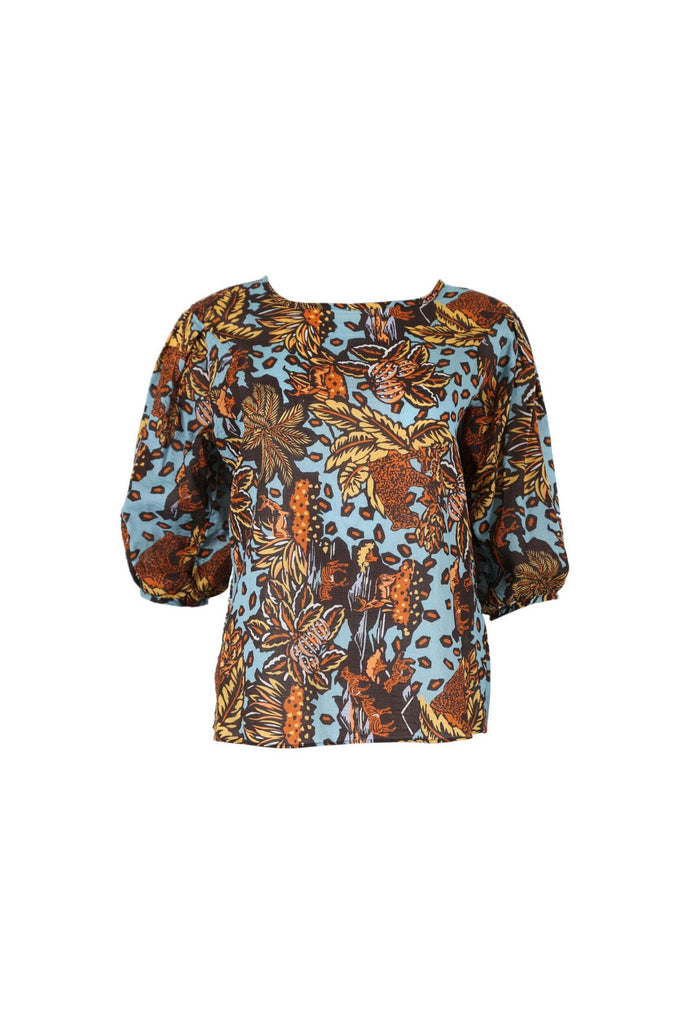 Olga de Polga floral printed La Jungla Blouse. Front view