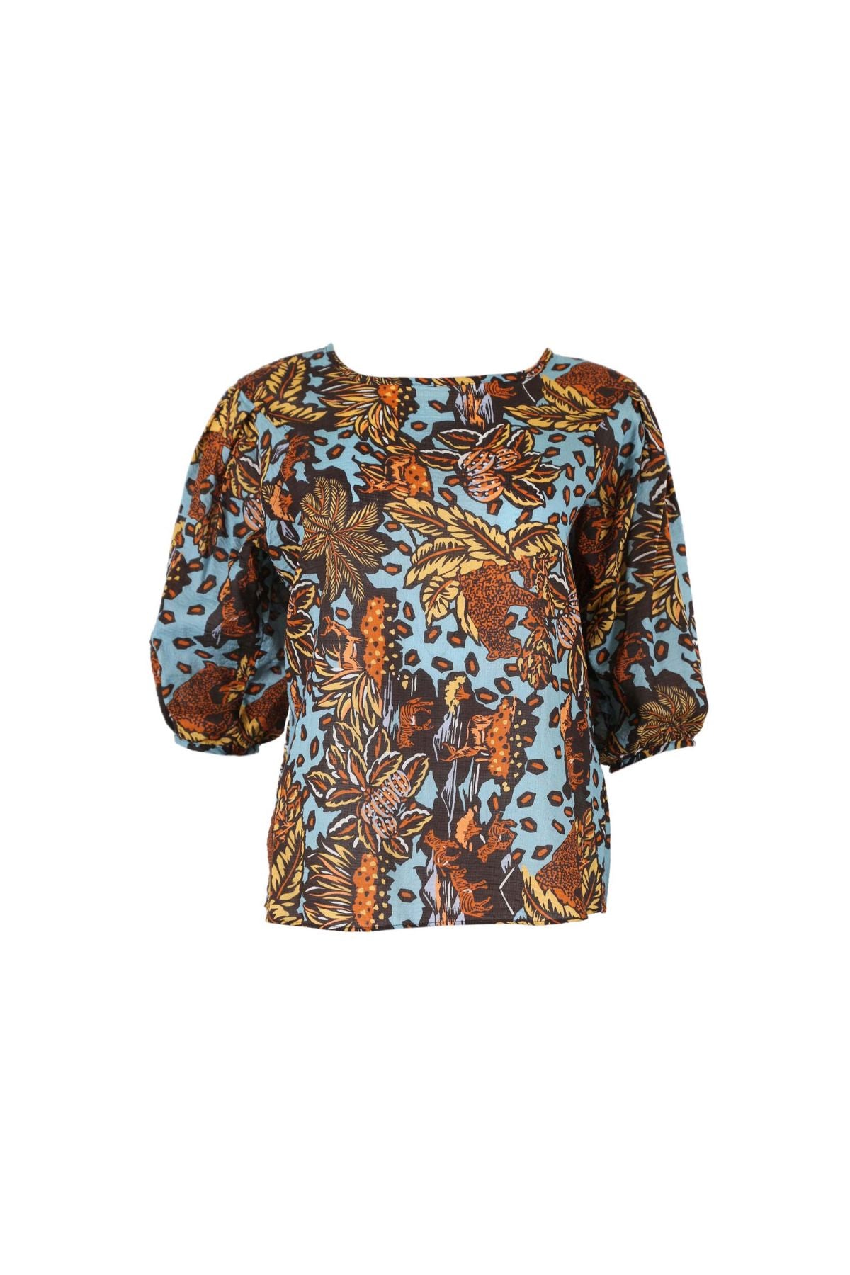 Olga de Polga floral printed La Jungla Blouse. Front view